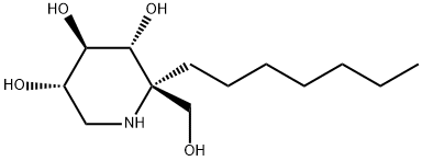 3,4,5-Piperidinetriol, 2-heptyl-2-(hydroxymethyl)-, (2R,3R,4R,5S)- Struktur