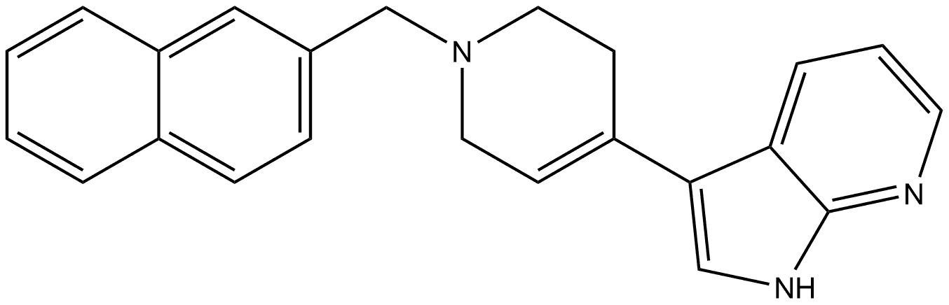 3-(1-(naphthalen-2-ylmethyl)-1,2,3,6-tetrahydropyridin-4-yl)-1H-pyrrolo[2,3-b]pyridine Struktur