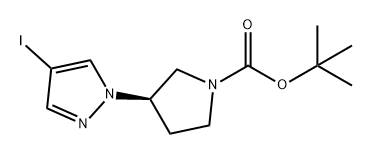 1-Pyrrolidinecarboxylic acid, 3-(4-iodo-1H-pyrazol-1-yl)-, 1,1-dimethylethyl ester, (3R)- Struktur