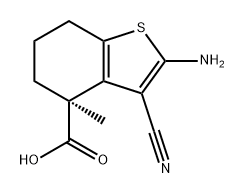 Benzo[b]thiophene-4-carboxylic acid, 2-amino-3-cyano-4,5,6,7-tetrahydro-4-methyl-, (4S)- Struktur