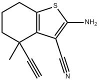 Benzo[b]thiophene-3-carbonitrile, 2-amino-4-ethynyl-4,5,6,7-tetrahydro-4-methyl- Struktur