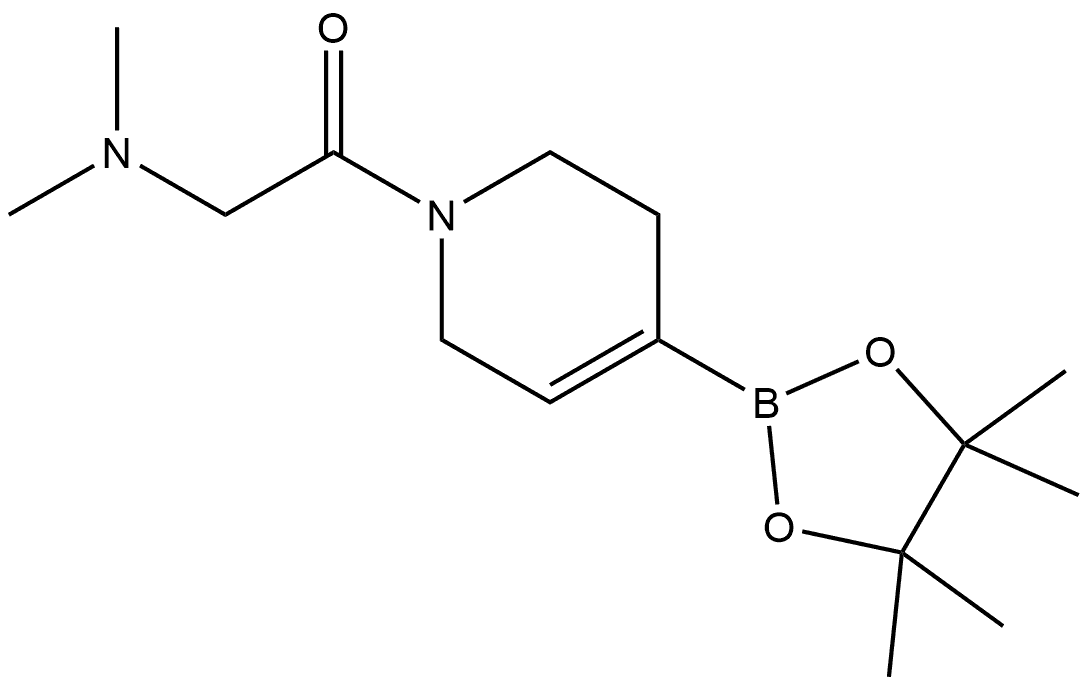 2-(dimethylamino)-1-(4-(4,4,5,5-tetramethyl-1,3,2-dioxaborolane-2-yl)-5,6-dihydropyridin-1(2H)-yl)ethanone Struktur