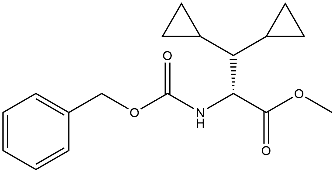 Cyclopropanepropanoic acid, β-cyclopropyl-α-[[(phenylmethoxy)carbonyl]amino]-, methyl ester, (αR)- Struktur