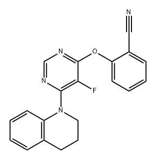 Benzonitrile, 2-[[6-(3,4-dihydro-1(2H)-quinolinyl)-5-fluoro-4-pyrimidinyl]oxy]- Struktur