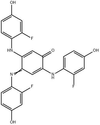 2,5-Cyclohexadien-1-one, 2,5-bis[(2-fluoro-4-hydroxyphenyl)amino]-4-[(2-fluoro-4-hydroxyphenyl)imino]- Struktur