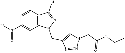 1H-1,2,3-Triazole-1-acetic acid, 4-[(3-chloro-6-nitro-1H-indazol-1-yl)methyl]-, ethyl ester Structure