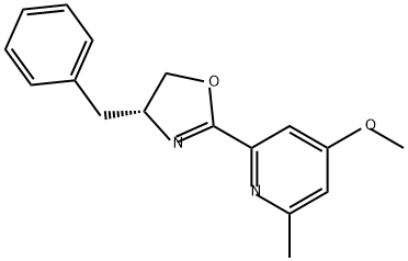 Pyridine, 2-[(4R)-4,5-dihydro-4-(phenylmethyl)-2-oxazolyl]-4-methoxy-6-methyl- Struktur