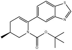 1(2H)-Pyridinecarboxylic acid, 6-(5-benzothiazolyl)-3,4-dihydro-3-methyl-, 1,1-dimethylethyl ester, (3S)- Struktur