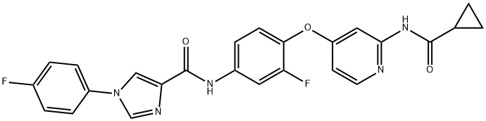 1H-Imidazole-4-carboxamide, N-[4-[[2-[(cyclopropylcarbonyl)amino]-4-pyridinyl]oxy]-3-fluorophenyl]-1-(4-fluorophenyl)- Struktur