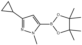 1H-Pyrazole, 3-cyclopropyl-1-methyl-5-(4,4,5,5-tetramethyl-1,3,2-dioxaborolan-2-yl)- Struktur