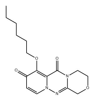 1H-[1,4]Oxazino[3,4-c]pyrido[2,1-f][1,2,4]triazine-6,8-dione, 7-(hexyloxy)-3,4-dihydro- Struktur