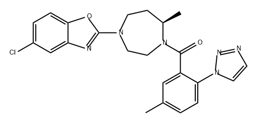 Methanone, [(7R)-4-(5-chloro-2-benzoxazolyl)hexahydro-7-methyl-1H-1,4-diazepin-1-yl][5-methyl-2-(1H-1,2,3-triazol-1-yl)phenyl]- Struktur