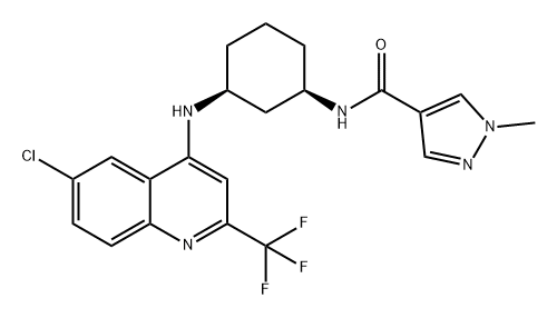 1H-Pyrazole-4-carboxamide, N-[(1R,3S)-3-[[6-chloro-2-(trifluoromethyl)-4-quinolinyl]amino]cyclohexyl]-1-methyl- Struktur