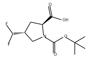 1,2-Pyrrolidinedicarboxylic acid, 4-(difluoromethyl)-, 1-(1,1-dimethylethyl) ester, (2S,4R)- Struktur