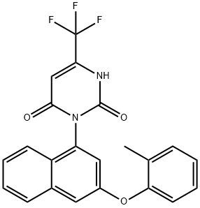 2,4(1H,3H)-Pyrimidinedione, 3-[3-(2-methylphenoxy)-1-naphthalenyl]-6-(trifluoromethyl)- Struktur