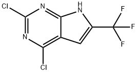 7H-Pyrrolo[2,3-d]pyrimidine, 2,4-dichloro-6-(trifluoromethyl)- Struktur