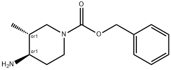 rel-Phenylmethyl (3R,4R)-4-amino-3-methyl-1-piperidinecarboxylate Struktur