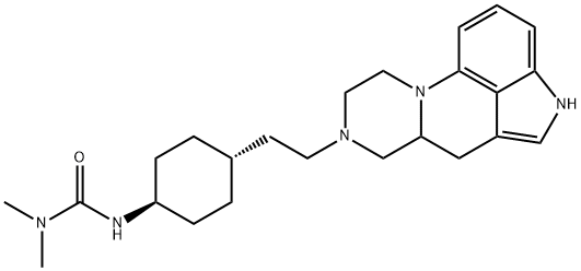 Urea, N'-[trans-4-[2-(4,6,6a,7,9,10-hexahydro-8H-pyrazino[1,2-a]pyrrolo[4,3,2-de]quinolin-8-yl)ethyl]cyclohexyl]-N,N-dimethyl- Struktur