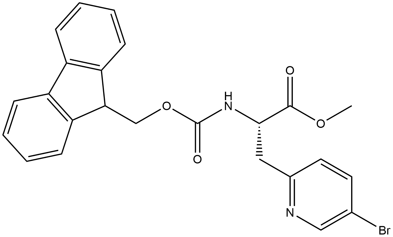 2-Pyridinepropanoic acid, 5-bromo-α-[[(9H-fluoren-9-ylmethoxy)carbonyl]amino]-, methyl ester, (αS)- (9CI) Struktur