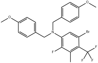 Benzenemethanamine, N-[5-bromo-2-fluoro-3-methyl-4-(trifluoromethyl)phenyl]-4-methoxy-N-[(4-methoxyphenyl)methyl]- Struktur