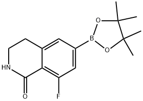 1(2H)-Isoquinolinone, 8-fluoro-3,4-dihydro-6-(4,4,5,5-tetramethyl-1,3,2-dioxaborolan-2-yl)- Struktur