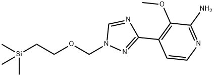 2-Pyridinamine, 3-methoxy-4-[1-[[2-(trimethylsilyl)ethoxy]methyl]-1H-1,2,4-triazol-3-yl]- Struktur