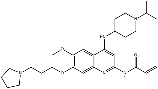 N-[6-Methoxy-4-[[1-(1-methylethyl)-4-piperidinyl]amino]-7-[3-(1-pyrrolidinyl)propoxy]-2-quinolinyl]-2-propenamide Struktur