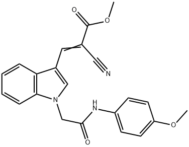 2-Propenoic acid, 2-cyano-3-[1-[2-[(4-methoxyphenyl)amino]-2-oxoethyl]-1H-indol-3-yl]-, methyl ester Struktur