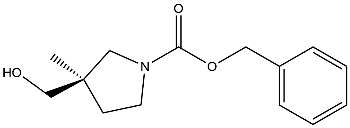 (R)-3-Hydroxymethyl-3-methyl-pyrrolidine-1-carboxylic acid benzyl ester Struktur