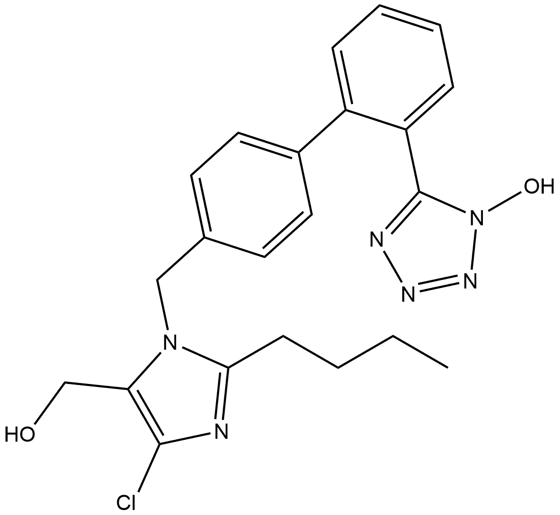 1H-Imidazole-5-methanol, 2-butyl-4-chloro-1-[[2′-(1-hydroxy-1H-tetrazol-5-yl)[1,1′-biphenyl]-4-yl]methyl]- Struktur