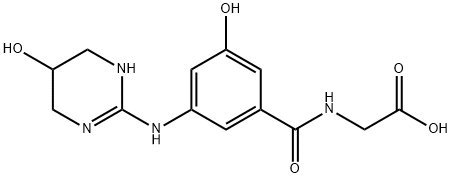 Glycine, N-[3-hydroxy-5-[(1,4,5,6-tetrahydro-5-hydroxy-2-pyrimidinyl)amino]benzoyl]- Struktur