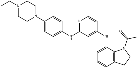 Ethanone, 1-[7-[[2-[[4-(4-ethyl-1-piperazinyl)phenyl]amino]-4-pyridinyl]amino]-2,3-dihydro-1H-indol-1-yl]- Struktur