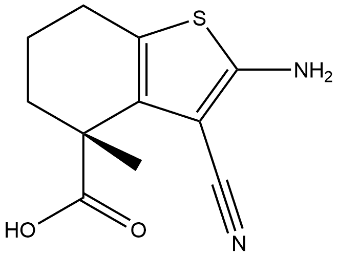 Benzo[b]thiophene-4-carboxylic acid, 2-amino-3-cyano-4,5,6,7-tetrahydro-4-methyl-, (4R)- Struktur