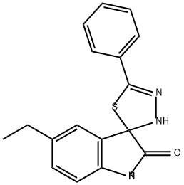 Spiro[3H-indole-3,2'(3'H)-[1,3,4]thiadiazol]-2(1H)-one, 5-ethyl-5'-phenyl- Struktur