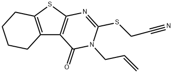 2-[(4-oxo-3-prop-2-enyl-5,6,7,8-tetrahydro-[1]benzothiolo[2,3-d]pyrimidin-2-yl)sulfanyl]acetonitrile Struktur