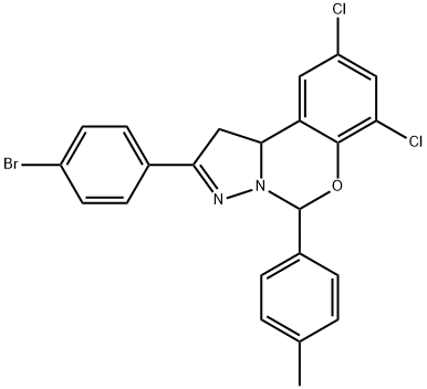 4-(4-bromophenyl)-10,12-dichloro-7-(4-methylphenyl)-8-oxa-5,6-diazatricyclo[7.4.0.0^{2,6}]trideca-1(9),4,10,12-tetraene Struktur