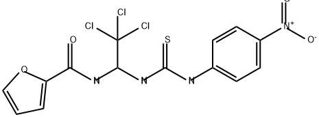 2-Furancarboxamide, N-[2,2,2-trichloro-1-[[[(4-nitrophenyl)amino]thioxomethyl]amino]ethyl]- Struktur