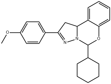 7-cyclohexyl-4-(4-methoxyphenyl)-8-oxa-5,6-diazatricyclo[7.4.0.0^{2,6}]trideca-1(9),4,10,12-tetraene Struktur