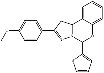 4-(4-methoxyphenyl)-7-(thiophen-2-yl)-8-oxa-5,6-diazatricyclo[7.4.0.0^{2,6}]trideca-1(9),4,10,12-tetraene Struktur