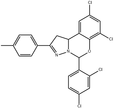 10,12-dichloro-7-(2,4-dichlorophenyl)-4-(4-methylphenyl)-8-oxa-5,6-diazatricyclo[7.4.0.0^{2,6}]trideca-1(9),4,10,12-tetraene Struktur