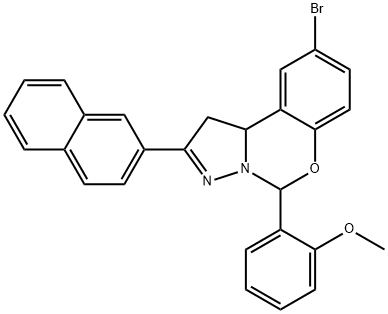 12-bromo-7-(2-methoxyphenyl)-4-(naphthalen-2-yl)-8-oxa-5,6-diazatricyclo[7.4.0.0^{2,6}]trideca-1(9),4,10,12-tetraene Struktur