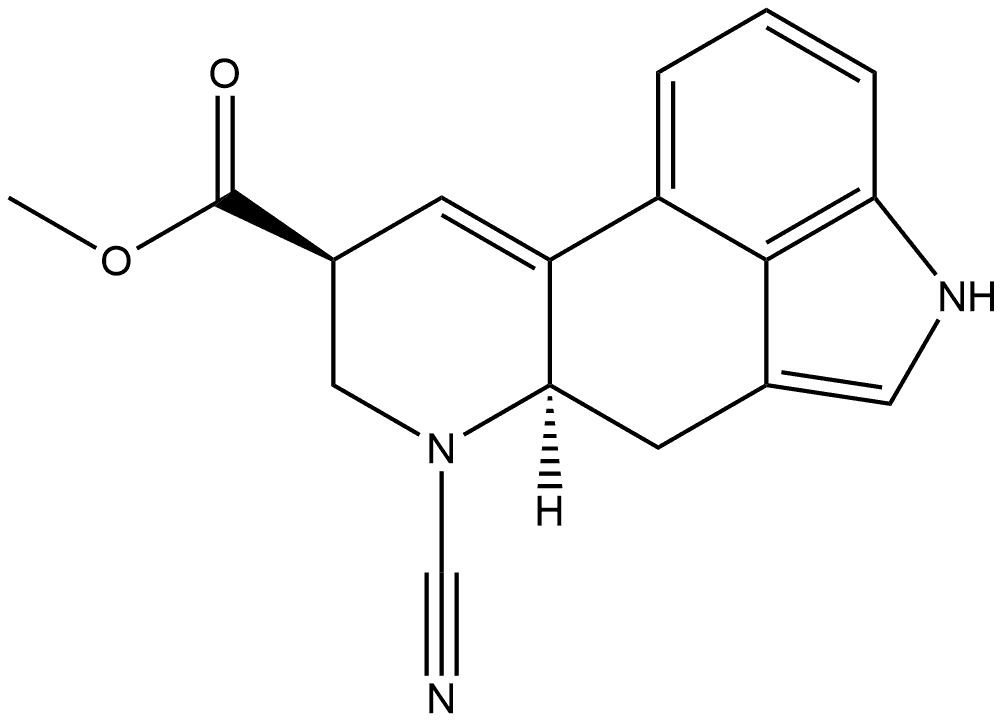 Ergoline-8-carboxylic acid, 6-cyano-9,10-didehydro-, methyl ester, (8β)- Struktur