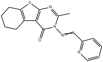 2-Methyl-3-[(E)-pyridin-2-ylmethylideneamino]-5,6,7,8-tetrahydro-[1]benzothiolo[2,3-d]pyrimidin-4-one Struktur