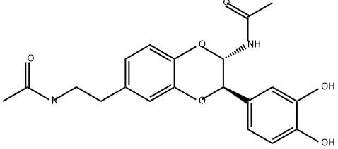 Acetamide, N-[2-[(2S,3R)-2-(acetylamino)-3-(3,4-dihydroxyphenyl)-2,3-dihydro-1,4-benzodioxin-6-yl]ethyl]- Struktur