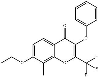 7-Ethoxy-8-methyl-3-phenoxy-2-(trifluoromethyl)-4H-chromen-4-one Struktur