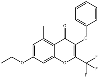 7-Ethoxy-5-methyl-3-phenoxy-2-(trifluoromethyl)-4H-chromen-4-one Struktur