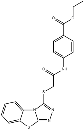 Ethyl 4-{[([1,2,4]triazolo[3,4-b][1,3]benzothiazol-3-ylthio)acetyl]amino}benzoate Struktur