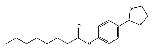 Octanoic acid, 4-(1,3-dithiolan-2-yl)phenyl ester Struktur