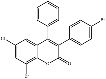 2H-1-Benzopyran-2-one, 8-bromo-3-(4-bromophenyl)-6-chloro-4-phenyl- Struktur