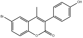 2H-1-Benzopyran-2-one, 6-bromo-3-(4-hydroxyphenyl)-4-methyl- Struktur